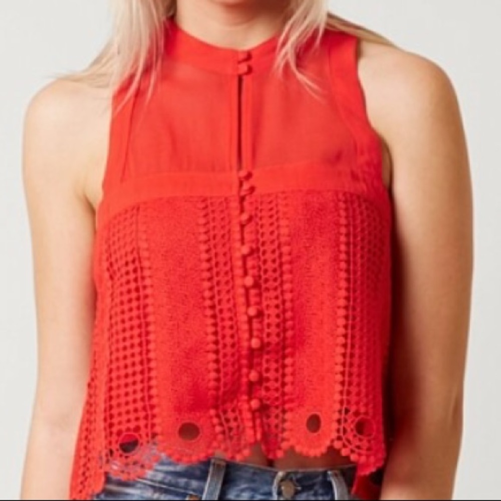 Free People Rory Crochet Keyhole Swing Top